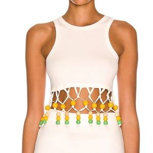 SIMON MILLER WINJY BEADED RIBBED TANK TOP